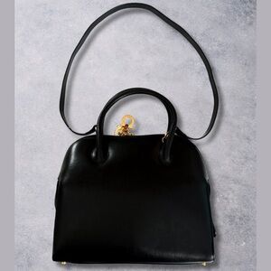 🖤 Salvatore Ferragamo Gancini Black Leather Top Handle 2-Way Bag 🖤
